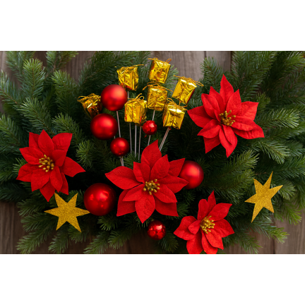 TG33329-2 PREZENCIKI PREZENTY NA PIKU DRUCIKU 12SZT ZŁOTE DEKORACJA ŚWIĄTECZNA