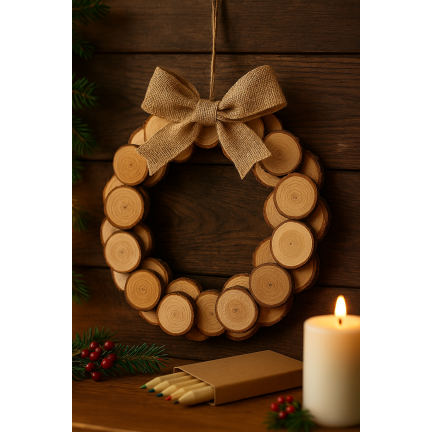 CV34574 KRĄŻKI DREWNIANE DEKORACJA NATURA W WORKU DIY RĘKODZIEŁO