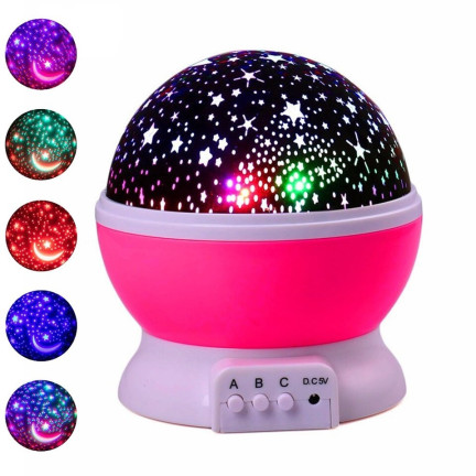 TG56632-2 LAMPKA NOCNA PROJEKTOR GWIAZD NIEBA OBROTOWA 360 RÓŻ