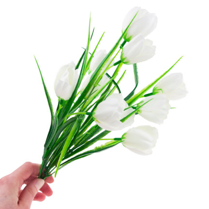 CV07855-1 TULIPANY BUKIET TULIPANÓW KWIATY SZTUCZNE BIAŁE W BUKIECIE TULIPAN ozdoba