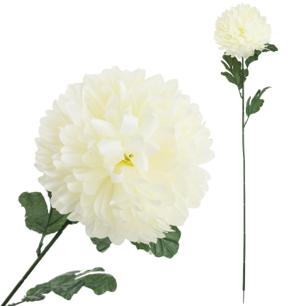 CV14384-2 CHRYZANTEMA GAŁĄZKA 70cm SZTUCZNE KWIATY DO STROIKA DUŻY KWIAT 13cm NA GRÓB biała