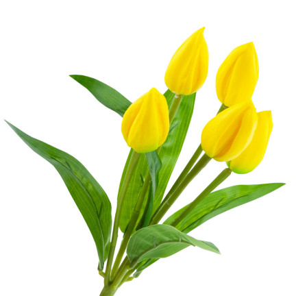 CV26806-3 TULIPAN DUŻY BUKIET TULIPANÓW X5 SZTUCZNE KWIATY TULIPANY W BUKIECIE ŻÓŁTE