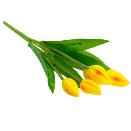 CV26806-4 TULIPAN BUKIET TULIPANÓW piankowych X5 ZÓŁTE TULIPANY SZTUCZNE W BUKIECIE