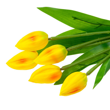 CV26806-4 TULIPAN BUKIET TULIPANÓW piankowych X5 ZÓŁTE TULIPANY SZTUCZNE W BUKIECIE
