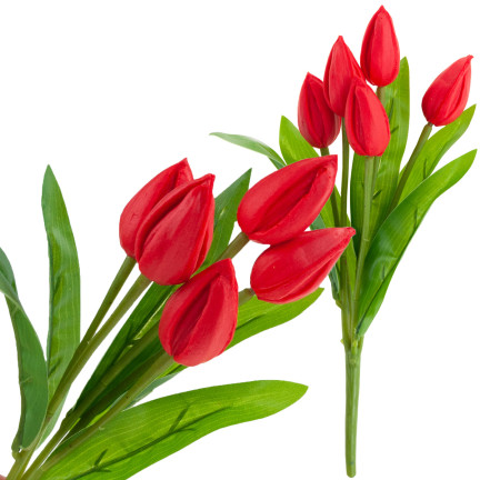 CV26806-5 TULIPAN BUKIET TULIPANÓW CZERWONY PIĘKNY JAK ŻYWY TULIPANY PIANKOWE SZTUCZNE