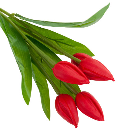 CV26806-5 TULIPAN BUKIET TULIPANÓW CZERWONY PIĘKNY JAK ŻYWY TULIPANY PIANKOWE SZTUCZNE