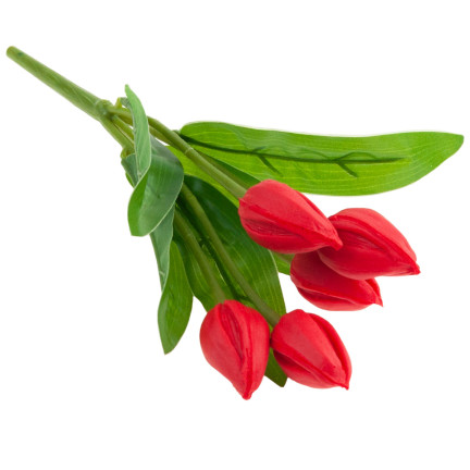 CV26806-5 TULIPAN BUKIET TULIPANÓW CZERWONY PIĘKNY JAK ŻYWY TULIPANY PIANKOWE SZTUCZNE