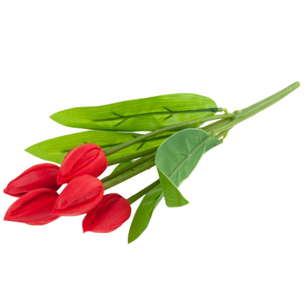 CV26806-5 TULIPAN BUKIET TULIPANÓW CZERWONY PIĘKNY JAK ŻYWY TULIPANY PIANKOWE SZTUCZNE