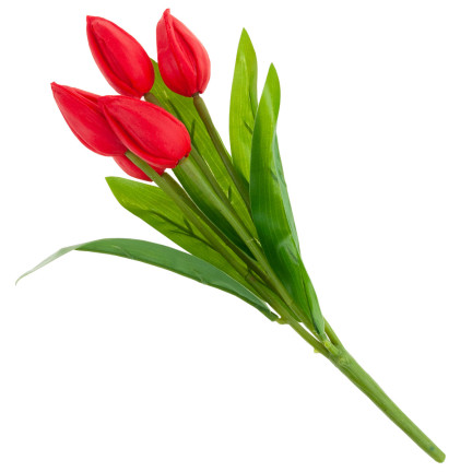 CV26806-5 TULIPAN BUKIET TULIPANÓW CZERWONY PIĘKNY JAK ŻYWY TULIPANY PIANKOWE SZTUCZNE