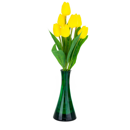 CV26807-4 TULIPAN BUKIET TULIPANÓW piankowych X7 ZÓŁTE TULIPANY SZTUCZNE W BUKIECIE