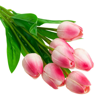 CV26807-8 TULIPAN BUKIET TULIPANÓW piankowych X7 różowe TULIPANY SZTUCZNE W BUKIECIE