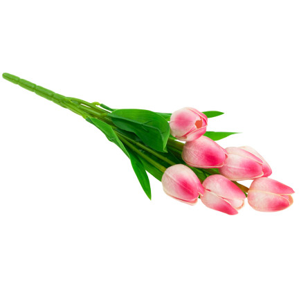 CV26807-8 TULIPAN BUKIET TULIPANÓW piankowych X7 różowe TULIPANY SZTUCZNE W BUKIECIE