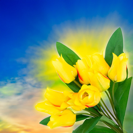 CV26811-8 TULIPAN DUŻY BUKIET TULIPANÓW X9 SZTUCZNE KWIATY TULIPANY W BUKIECIE SILIKO