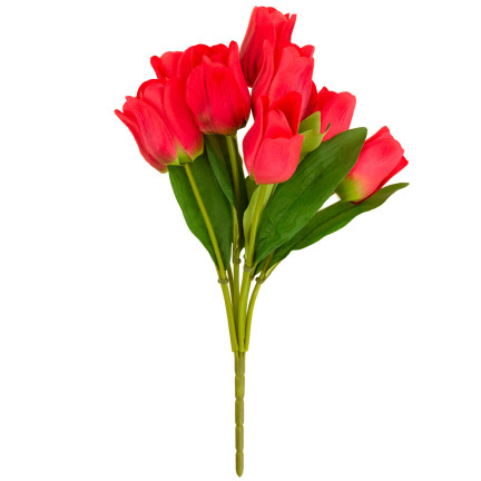 CV26815-8 TULIPAN DUŻY BUKIET TULIPANÓW X9 CZERWONY TULIPANY SZTUCZNE W BUKIECIE