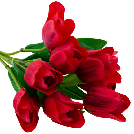 CV26815-8 TULIPAN DUŻY BUKIET TULIPANÓW X9 CZERWONY TULIPANY SZTUCZNE W BUKIECIE