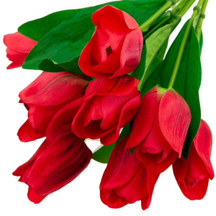 CV26815-8 TULIPAN DUŻY BUKIET TULIPANÓW X9 CZERWONY TULIPANY SZTUCZNE W BUKIECIE