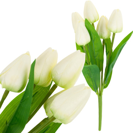 CV31225-1 TULIPAN BUKIET TULIPANÓW PIĘKNY JAK ŻYWY TULIPANY KWIATY BIAŁE ECRU X5