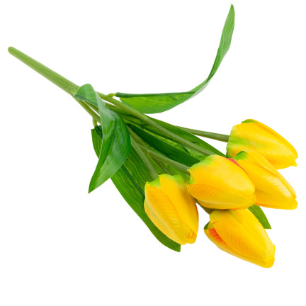 CV31225-2 TULIPAN BUKIET TULIPANÓW piankowych X5 ZÓŁTE TULIPANY SZTUCZNE W BUKIECIE