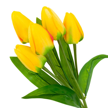 CV31225-2 TULIPAN BUKIET TULIPANÓW piankowych X5 ZÓŁTE TULIPANY SZTUCZNE W BUKIECIE