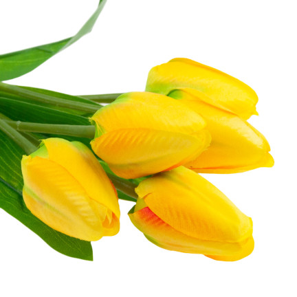 CV31225-2 TULIPAN BUKIET TULIPANÓW piankowych X5 ZÓŁTE TULIPANY SZTUCZNE W BUKIECIE