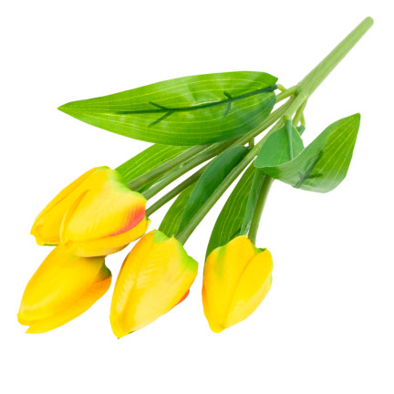 CV31225-2 TULIPAN BUKIET TULIPANÓW piankowych X5 ZÓŁTE TULIPANY SZTUCZNE W BUKIECIE