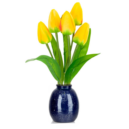 CV31225-2 TULIPAN BUKIET TULIPANÓW piankowych X5 ZÓŁTE TULIPANY SZTUCZNE W BUKIECIE