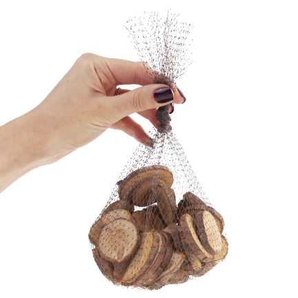 CV34574 KRĄŻKI DREWNIANE DEKORACJA NATURA W WORKU DIY RĘKODZIEŁO