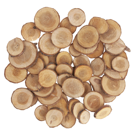 CV34574 KRĄŻKI DREWNIANE DEKORACJA NATURA W WORKU DIY RĘKODZIEŁO