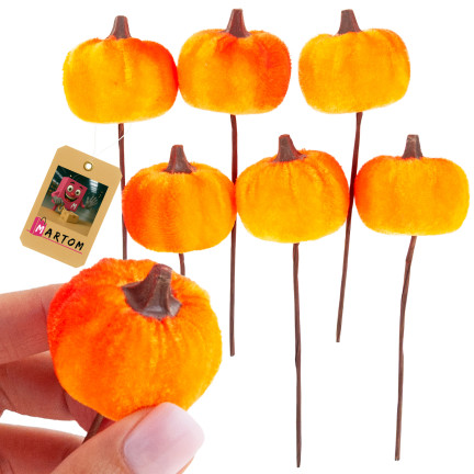 CV36807 Dynia, sztuczne dynie NA PIKU 6SZT pomarańczowe Dekoracyjne idealne na jesień i Halloween
