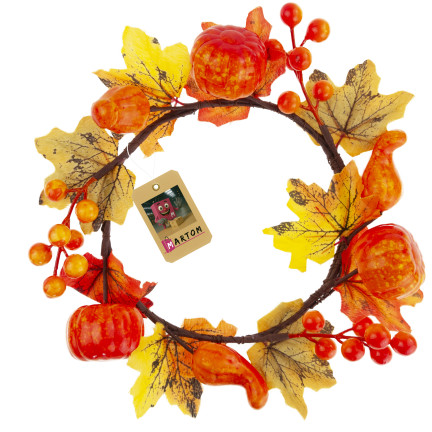 CV36852 Wianek dekoracyjny dynie + liście, dekoracja do domu, wejścia, okna 25cm
