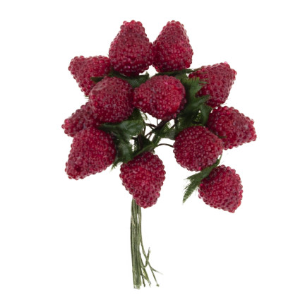 Wiązka sztucznych owoców, maliny, jeżyny, na piku, dekoracja do stroika, 12 owoców