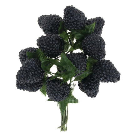 Wiązka sztucznych owoców, maliny, jeżyny, na piku, dekoracja do stroika, 12 owoców