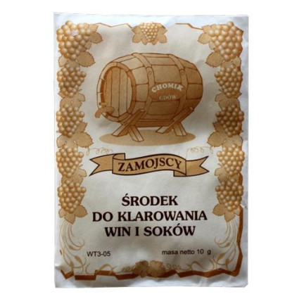 ZAM0103 ŚRODEK DO KLAROWANIA WIN I SOKÓW ZAMOJSCY 10G 10L