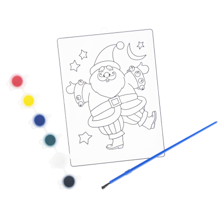 DIY7137 WITRAŻYK DO MALOWANIA Z 6 FARBAMI MIKOŁAJKI MALOWANKA