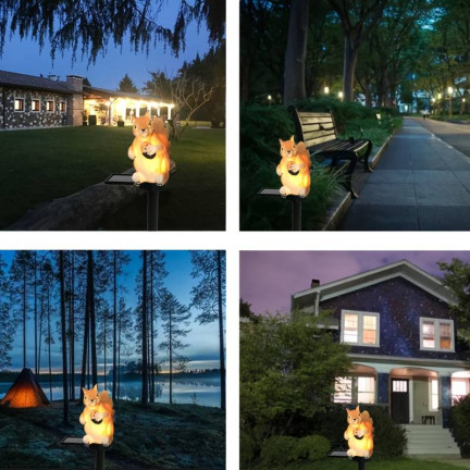 TG71282 Lampa solarna wiewiórka, wbijana lampka ogrodowa led, czujnik zmierzchu solar