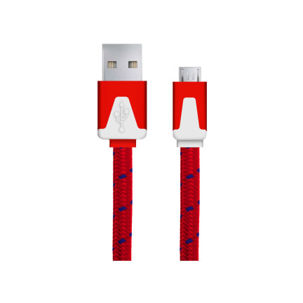 EB176R ESPERANZA KABEL MICRO USB 2.0 A-B M/M 1.0M PŁASKI OPLOT CZERWONY