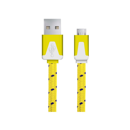 EB176Y ESPERANZA KABEL MICRO USB 2.0 A-B M/M 1.0M PŁASKI OPLOT ŻÓŁTY