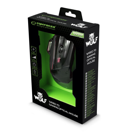 EGM201R MYSZ PRZEWODOWA DLA GRACZY 7D OPT. USB MX201 WOLF CZERWONA