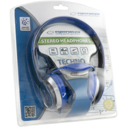 EH145B SŁUCHAWKI AUDIO jack TECHNO NIEBIESKIE