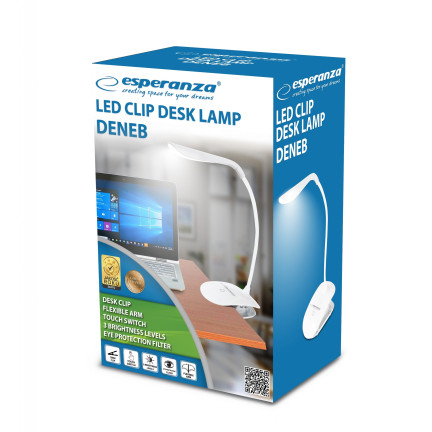 ELD104W LAMPKA LED BIURKOWA Dotykowy włącznik 3 poziomy DENEB BIAŁA
