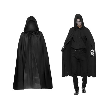 Peleryna z kapturem, czarna, dla czarodziejki, dla wampira, przebranie Halloween, uniwersalna