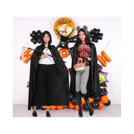 Peleryna z kapturem, czarna, dla czarodziejki, dla wampira, przebranie Halloween, uniwersalna