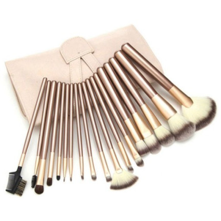 UR98B PĘDZLE DO MAKIJAŻU ZESTAW MAKEUP 18 SZTUK + ETUI