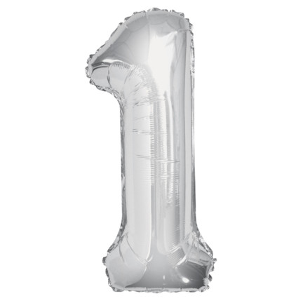 TG48095-1-S BALON CYFERKI 80 CM 1 SREBRNA URODZINY