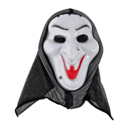 BM5E MASKA KRZYK Z KAPTUREM WAMPIR UŚMIECH HALLOWEEN