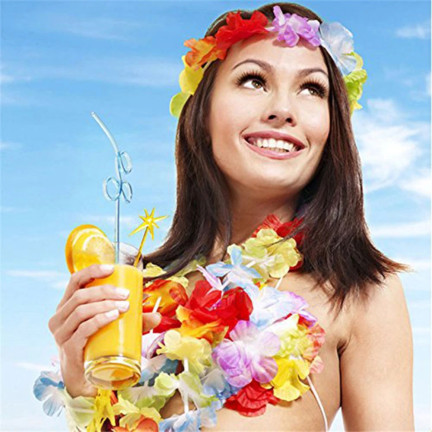 TG66240 KWIATY HAWAJSKIE ZESTAW HAWAJSKI ALOHA - NASZYJNIK, OPASKA, BRANSOLETKI