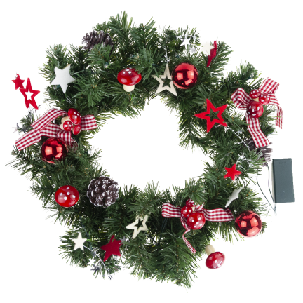 GOS0790 WIENIEC WIANEK STROIK ŚWIĄTECZNY 15LED 40CM CZERWONO-BIAŁY