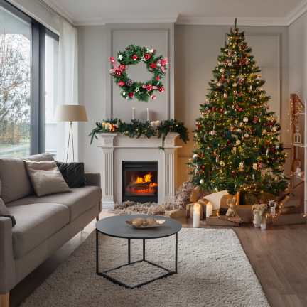 GOS0790 WIENIEC WIANEK STROIK ŚWIĄTECZNY 15LED 40CM CZERWONO-BIAŁY