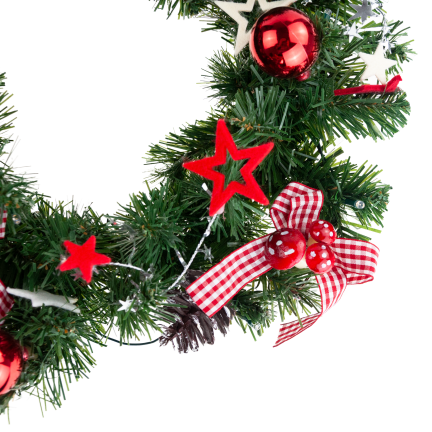 GOS0790 WIENIEC WIANEK STROIK ŚWIĄTECZNY 15LED 40CM CZERWONO-BIAŁY