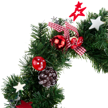 GOS0790 WIENIEC WIANEK STROIK ŚWIĄTECZNY 15LED 40CM CZERWONO-BIAŁY